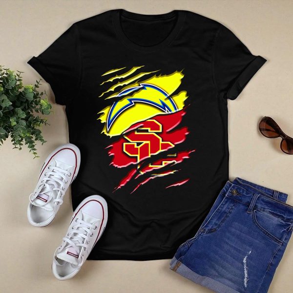 Los Angeles Chargers Usc Trojans Logo Merge T Shirt 1 1