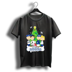 Los Angeles Dodgers Christmas With Snoopy And Peanuts Characters T Shirt