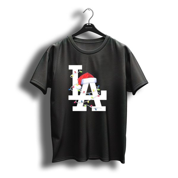 Los Angeles La Merry Christmas Santa Hat Lights Holiday 2D T Shirt t shirt 1