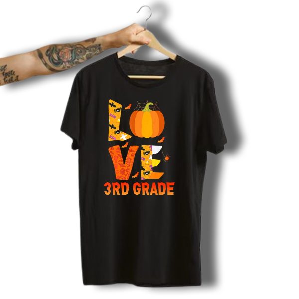 Love 3Rd Grade Pumpkin Halloween Spider Ghost Bat T Shirt t shirt 1