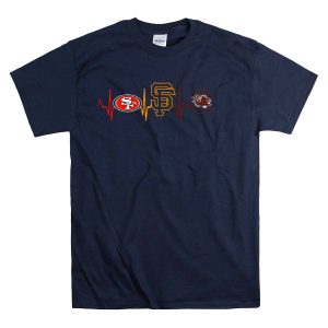 Love 49Ers Giants South Carolina Gamecocks Heartbeat T-Shirt