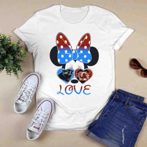 Love Carolina Panthers South Carolina Gamecocks Minnie Bow Hearts T-Shirt