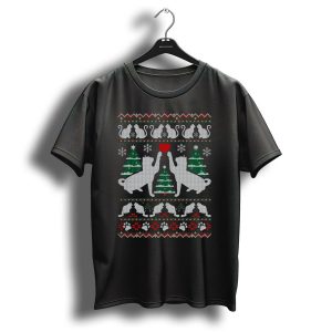 Love Cats Festive Christmas Tree And Snowflakes T-Shirt