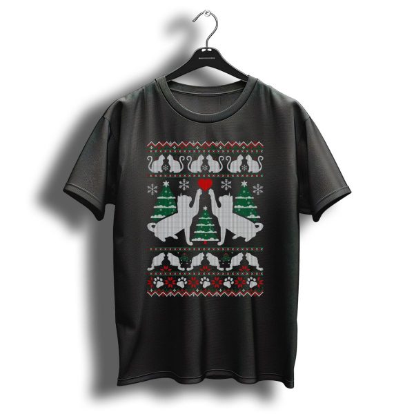 Love Cats Festive Christmas Tree And Snowflakes T Shirt 1 t shirt 1