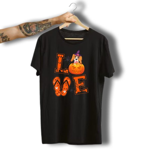 Love Cavalier King Charles Spaniel Halloween Pumpkin Witch Hat T Shirt t shirt 1