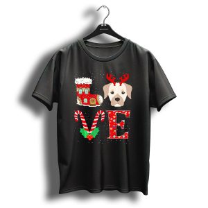 Love Christmas Labrador Retriever Reindeer Holiday Boot Candy Cane Snowflakes T-Shirt