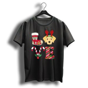 Love Christmas Labrador With Festive Candy Canes And Reindeer Antlers T-Shirt