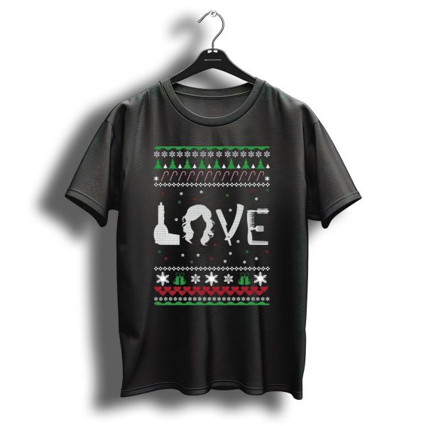Love Christmas Pattern With Candy Canes Trees Snowflakes And Gifts T Shirt 1 t shirt 1