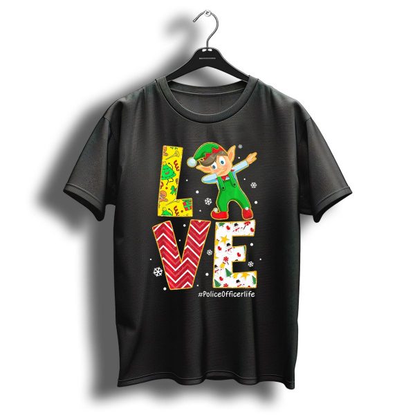 Love Elf Dabbing Policeofficerlife Christmas T Shirt 1 t shirt 1