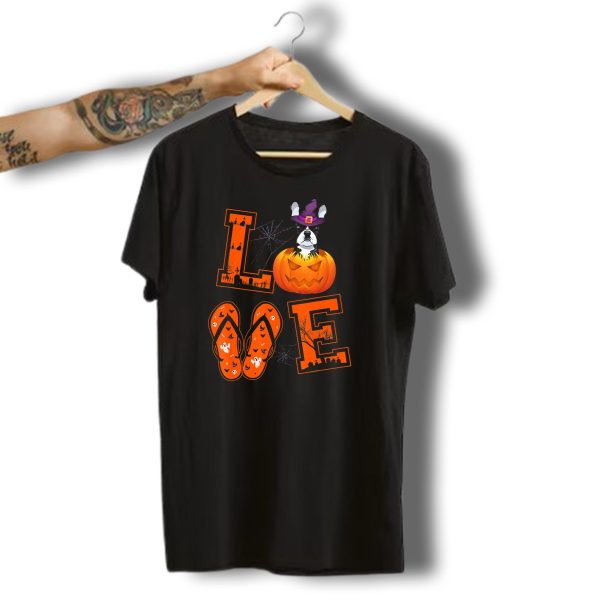 Love French Bulldog Pumpkin Halloween Ghosts Spider Webs T Shirt t shirt 1