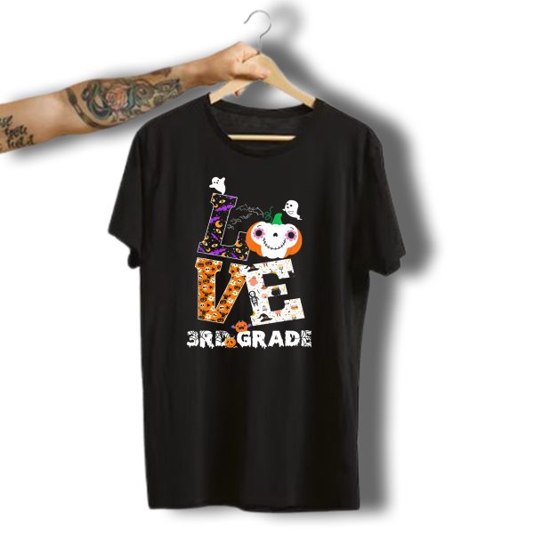Love Halloween 3Rd Grade Teacher Ghosts Pumpkin T Shirt t shirt 1