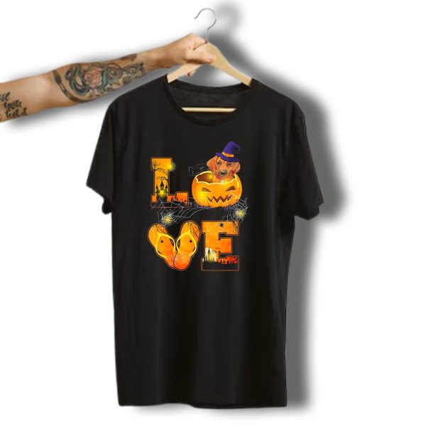 Love Halloween Funny Rhodesian Ridgeback In Pumpkin With Witch Hat And Cobwebs T Shirt t shirt 1