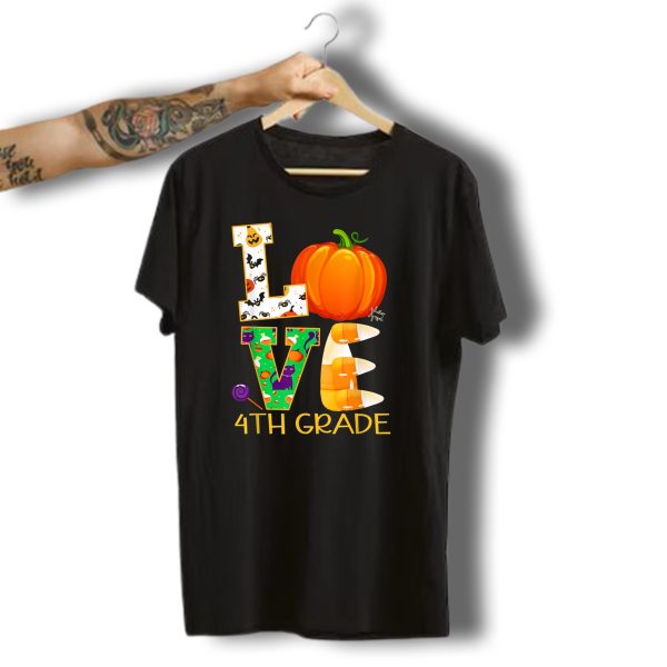 Love Halloween Pumpkin Candy Corn 4Th Grade Teacher T Shirt t shirt 1
