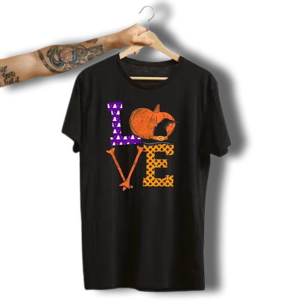 Love Halloween Pumpkin Witch Ghost Bat Bone T Shirt t shirt 1