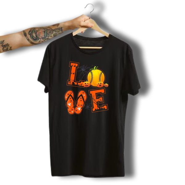 Love Halloween Softball Pumpkin T Shirt t shirt 1