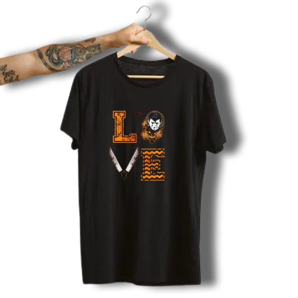 Love Halloween Spider Webs Bloody Knives Classic Horror Face T Shirt t shirt 1