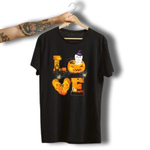 Love Havanese In Halloween Pumpkin With Witch Hat And Webs T-Shirt