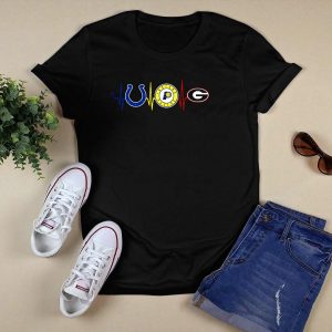Love Indianapolis Colts Indiana Pacers Georgia Bulldogs Heartbeat T Shirt