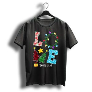 Love John 316 Christmas Xmas Family Festive Lights Trees Gift T-Shirt