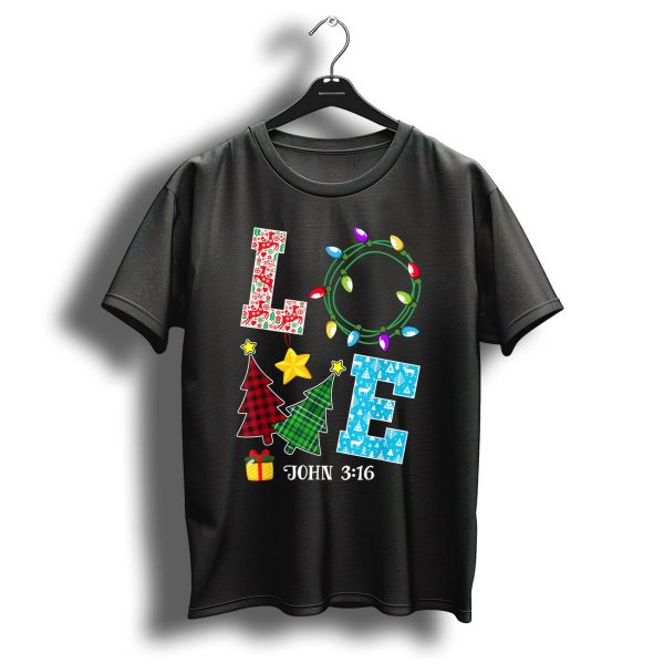 Love John 316 Christmas Xmas Family Festive Lights Trees Gift T Shirt 1 t shirt 1