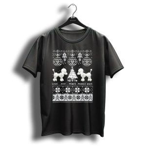 Love Joy Peace Poodle Dogs Christmas T-Shirt
