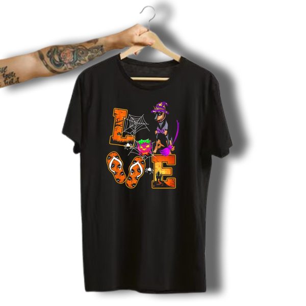 Love Miniature Pinscher Halloween Dog Witch Pumpkin Spiderweb T Shirt t shirt 1