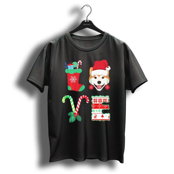Love My Akita Inu Christmas Candy Cane Stocking Icon Holiday T Shirt 1 t shirt 1