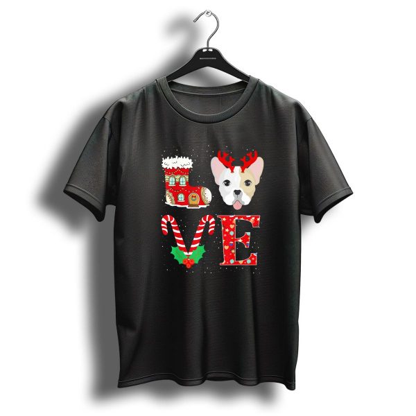 Love My French Bulldog Reindeer Horns Christmas Holiday T Shirt 1 t shirt 1