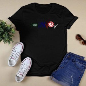 Love New York Jets Yankees Alabama Crimson Tide Heartbeat T Shirt
