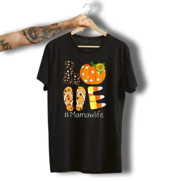 Love Pumpkin Sunflower Mamaw Life Halloween T Shirt t shirt 1