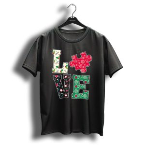 Love Puzzle Christmas Autism Awareness Holiday T-Shirt