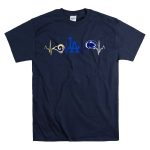 Love Rams Logo La Dodgers Icon Penn State Nittany Lions Emblem Heartbeat T-Shirt