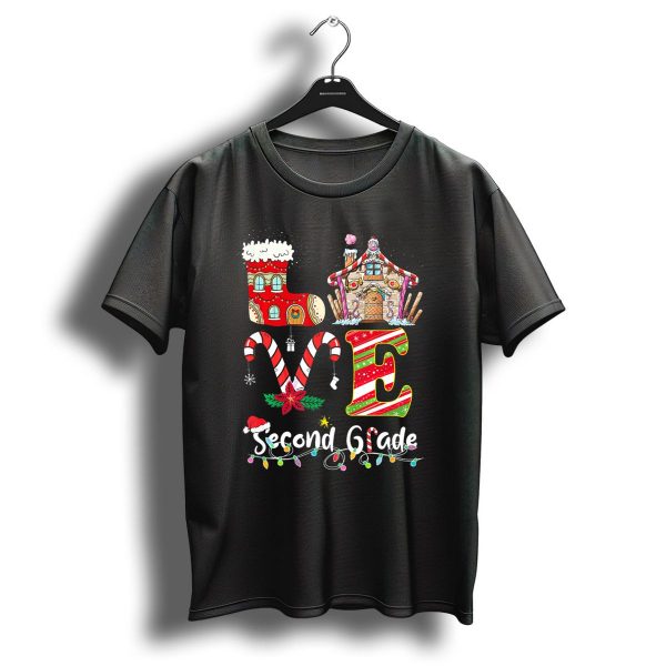 Love Second Grade Christmas Candy Cane Gingerbread House Magic T Shirt 1 t shirt 1