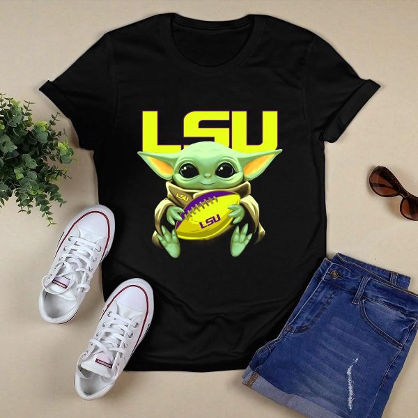 Lsu Baby Alien With Football T Shirt Black 1