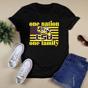Lsu One Nation One Family Tiger American Flag T-Shirt