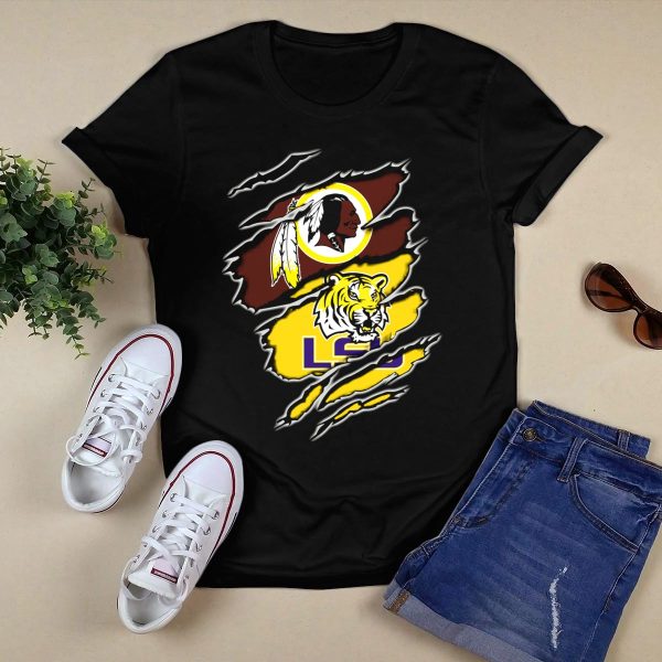 Lsu Tiger Claw With Redskins T Shirt Black 1