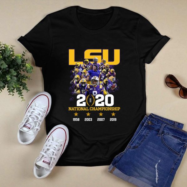 Lsu Tigers 2020 National Champions 1958 2003 2007 2019 shirt Black 1