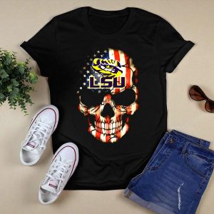 Lsu Tigers American Flag Skull T-Shirt
