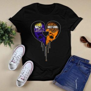 Lsu Tigers And Hd Heart Skull Fusion T-Shirt