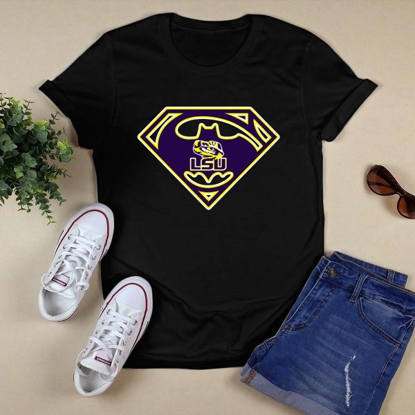 Lsu Tigers Batman Superman T Shirt Black 1