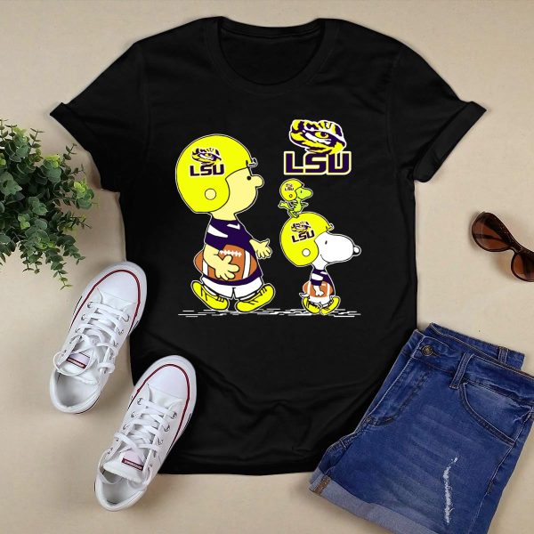 Lsu Tigers Football Peanuts Characters In Helmets T Shirt Black 1