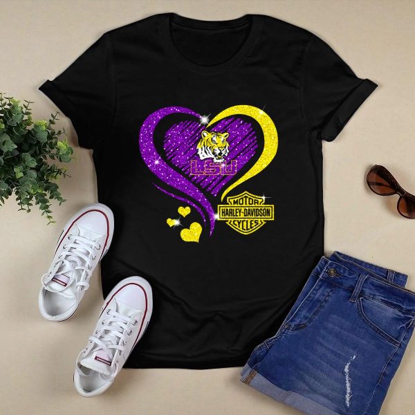 Lsu Tigers HD Heart Ncaa Fan Gear T Shirt Black 1