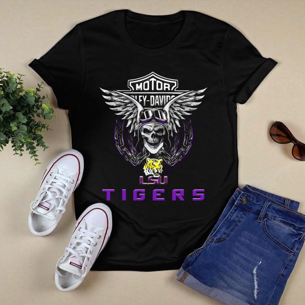 Lsu Tigers HD Skull Wings Ncaa Football Fans T Shirt Black 1