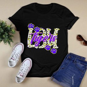 Lsu Tigers Leopard Print With Blue And Yellow Paw Prints T-Shirt