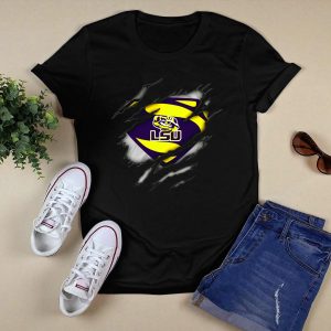 Lsu Tigers Logo Superman Style Rip T-Shirt