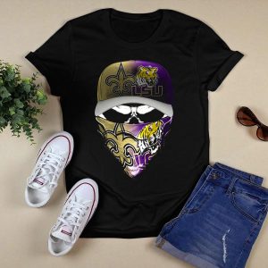 Lsu Tigers New Orleans Saints Logo Mask And Cap Combination T-Shirt