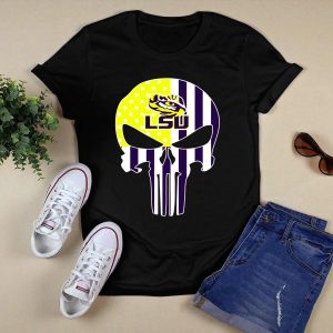 Lsu Tigers Punisher Skull American Flag T-Shirt
