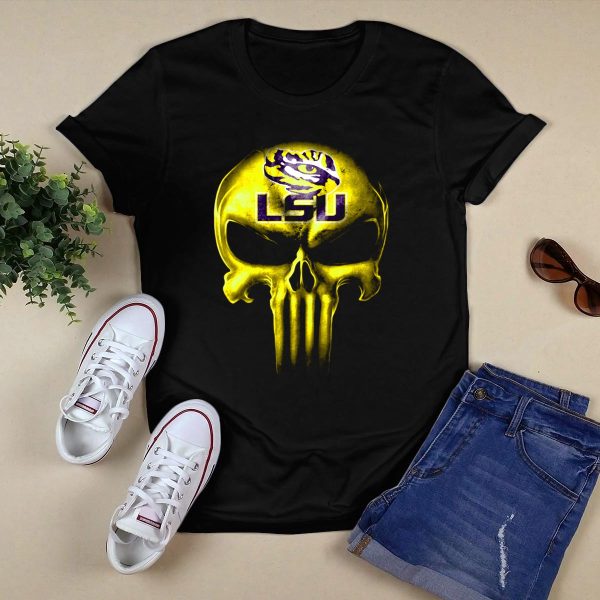 Lsu Tigers Skull T Shirt Black 1