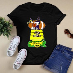 Lsu Tigers Snoopy Halloween Witch Football Peanuts Pumpkin House T-Shirt