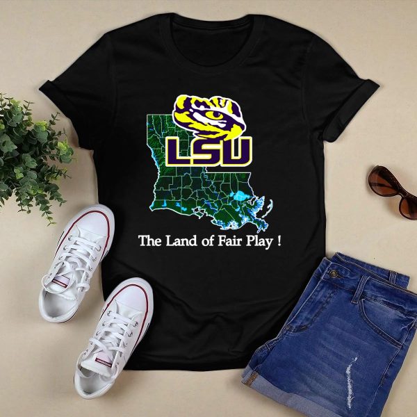 Lsu Tigers The Land Of Fair Play Map T Shirt Black 1